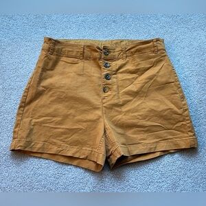 Old Navy High-Waist Button-Front Shorts in Mustard